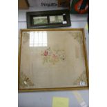 Framed Embroidery with attcahed information ' This Picture In Its Original Frame Was Given to Mrs