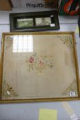 Framed Embroidery with attcahed information ' This Picture In Its Original Frame Was Given to Mrs