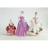 Royal Doulton Lady Figures: Country Rose HN3221, Congratulations to You HN4306 & Goody Two Shoes(3)