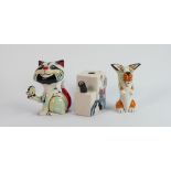 Two Lorna Bailey Cats and a tea pot: Lid missing from tea pot, the Watlands colourway (3)