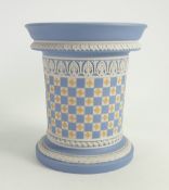 Wedgwood Tri-colour dice flower vase: impressed date 1976, h13.25cm
