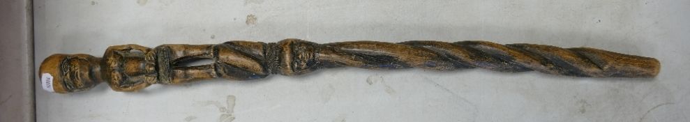 Carved Wooden Ethnic Stick: