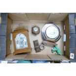 A mixed collection of items to include: Mahogany cased Mappin & Webb Elliot Mantle Clock, deco Short