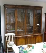 Very Large Astragal Glazed Reproduction Glazed Bookcase: height 216cm. length 205cm & depth 37cm