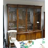 Very Large Astragal Glazed Reproduction Glazed Bookcase: height 216cm. length 205cm & depth 37cm