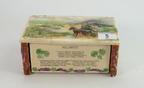 Crown Devon Feildings Musical Cigarette Box: Killarney hairline noted to lid, length 21cm