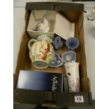 A mixed collection of items to include: boxed Royal Albert Moonlight Rose Footed Bowl, Wood Indian