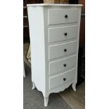 Modern White Chest of 5 Drawers: