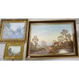Large Framed David Scott Landscape Scene: together with two similar smaller items(3)