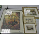 A series of four prints: with still life, historic & landscape theme's (4)