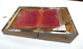 Mahogany Edwardian Writing Slope / Box: with fitted leather interior, length 30cm, height 15cm,