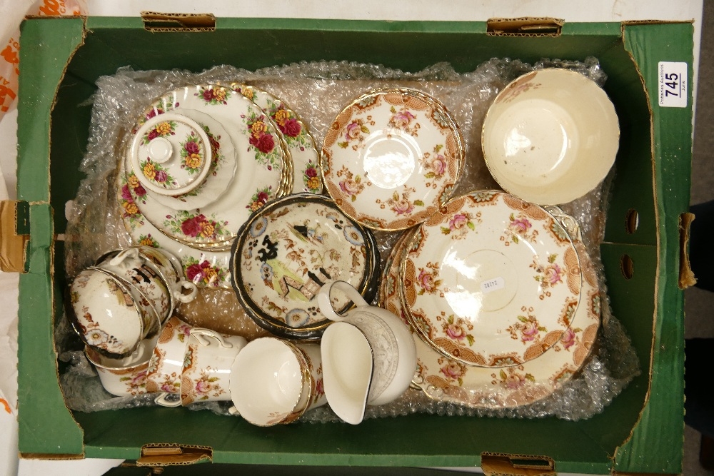 A mixed collection of 19th century & later floral decorated tea ware: