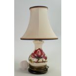 Moorcroft Pink Magnolia on Cream Ground small lamp base: height to top of fitting 25cm, with shade