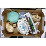 A mixed collection of items to include: Melba ware animals, Wedgwood pin tray, damaged Charlotte