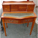 Reproduction Leather Fitted Secretaire Desk: length 91cm, depth 54cm and height 103cm