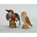 Two Beswick Birds Kingfisher and barn owl: