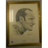 Rod Organ Signed Print: Mike te Bike, Mike Hailwood MBE dated 96, 39 x 29cm