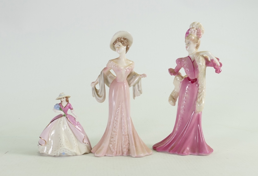 Coalport Small Lady Figures: Lady Lilian (neck restuck), Lady Evelyn & Grace(3)