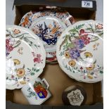 A mixed collection of items to include: Macintyre Crested Match striker, Wedgwood Floral Decorated