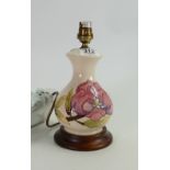 Moorcroft Pink Magnolia on Cream Ground small lamp base: height to top of fitting 25cm