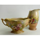 Large Grimwades Royal Winton Rose Bowl & Jug with hand decorated floral decoration: Bowl measures 36