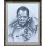 Darren Dean pencil drawing of boxer Sugar Ray Leonard 34cm x 44cm.