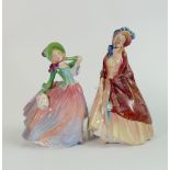 Two Royal Doulton larger size lady figures: Paisley Shawl HN1987 & Autumn Breezes HN1911. (2)