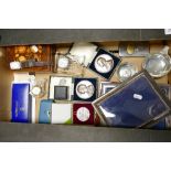 A mixed collection of items to include: picture frames ( one silver one noted), Waterford small