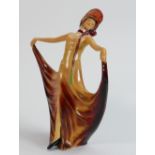 Wade cellulose 1930s figure Pavlova: Orange colourway. (Some paint loss & restoration to neck and