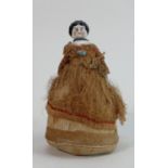 Early 20th century continental half doll pincushion: