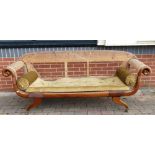 Regency Mahogany day bed sofa or large window seat: Measuring 208cm x 64cm x 83cm approx.