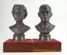 Doulton pair of limited edition black Basalt busts of HM Queen Elizabeth II and Prince Philip Duke
