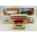 A collection of boxed model vehicles including: Matchbox Battle King K-115, Ertl International