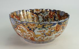 Large 19th century Japanese footed bowl: With foliage & crane decoration, diameter 30.5cm.