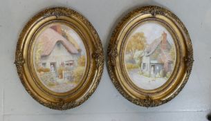 Pair of gilt framed watercolours by H Sansom: