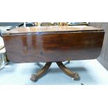 William IV Mahogany Pembroke or breakfast table: Measuring 123cm x 136cm with leaves upwards x