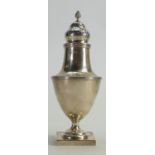 Large silver sugar caster Chester 1904: Weight 201.7g, standing 20cm high. Good overall condition,