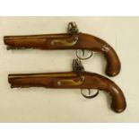 Pair of good reproduction Gentleman's flintlock pistols: Ketland on locks, L35cm.