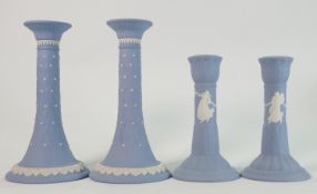 Wedgwood Dancing Hours candlesticks seconds together with similar taller items: Height of tallest