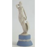 Wedgwood blue and white figure of Leda and the swan: Dated 1976, h25cm.