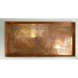 Large Hand Beaten Copper Tray: 52.5 x 26.5cm