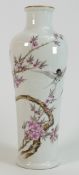 Chinese Porcelain vase decorated with Swallows & Blossom: Height 28cm