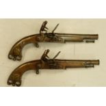 Pair 20th Century Scottish military steel dress pistols: L33cm. (2)