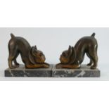 Spelter Stylized French Bulldogs with Glass Eyes Bookends: height 12cm(2)