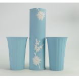 Three modern Wedgwood mint green seconds quality vases: Height of tallest 23.5cm. (3)