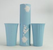 Three modern Wedgwood mint green seconds quality vases: Height of tallest 23.5cm. (3)