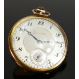 Gold plated Grosvenor top winding pocket watch: C1930 in original case.