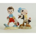Beswick Walt Disney figures: Comprising Jiminy Cricket 1279 (head re-stuck) and Pinocchio 1282. (2)