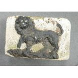 Carved sandstone heraldic Lion: Removed from one of the estate cottages from the Sneyd Hall