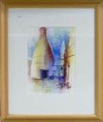 Ian Fennelly 20th century watercolour: With images of The Potteries 35cm x 23cm.